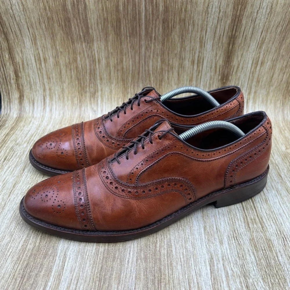 Allen Edmonds Strand Oxford Men's 11 D Walnut Brown Leather Brogue Cap Toe 1635